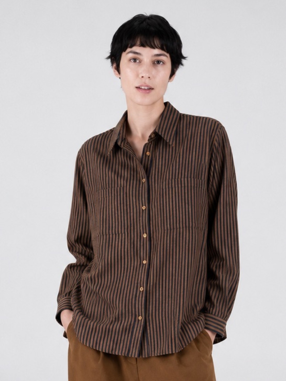 Ilana Kohn Milo Shirt Oversized Striped Button Down Made in USA Size Large